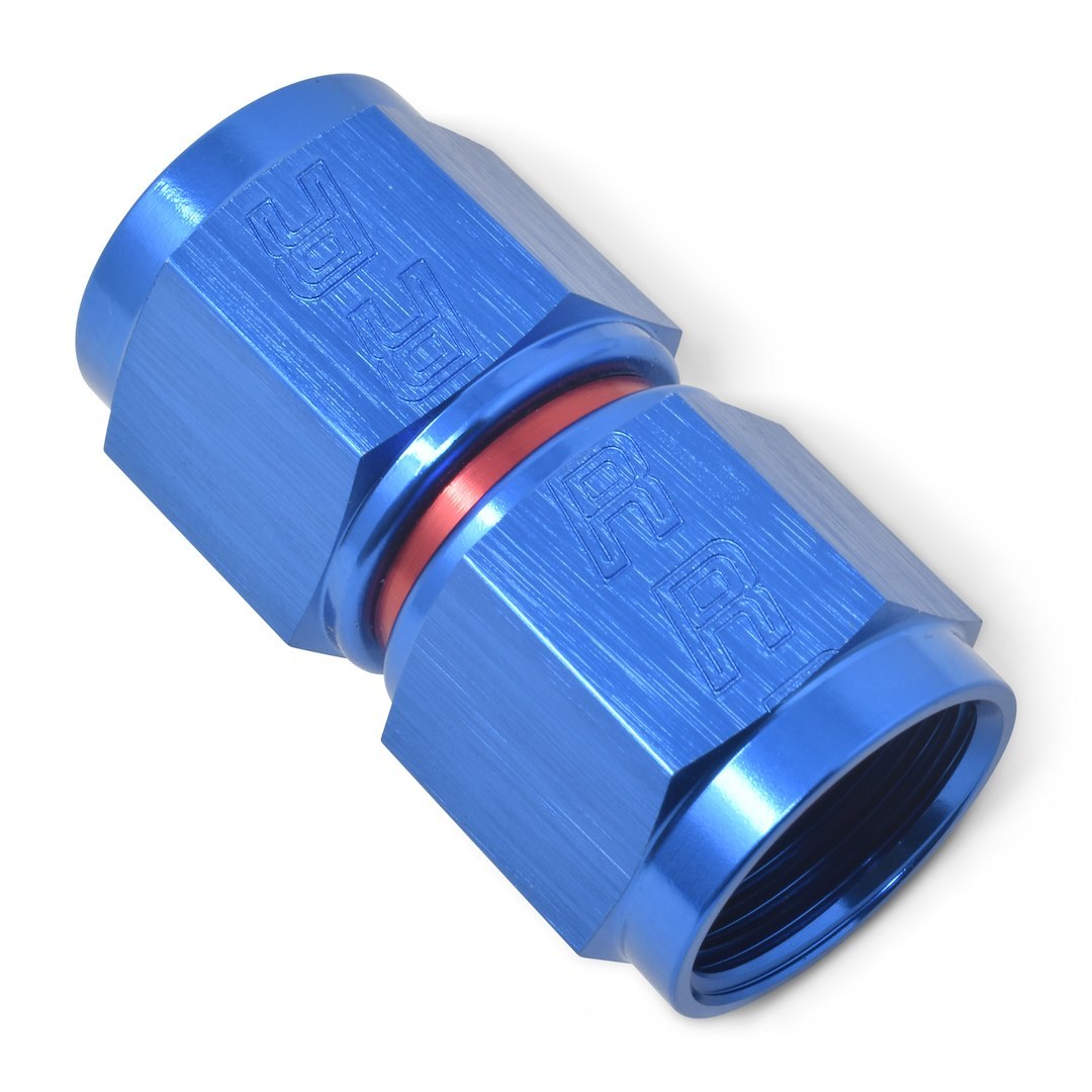 Russell Performance Coupler Fitting, -10 AN Female, Straight, Aluminum, Red/Blue, Single – 640020