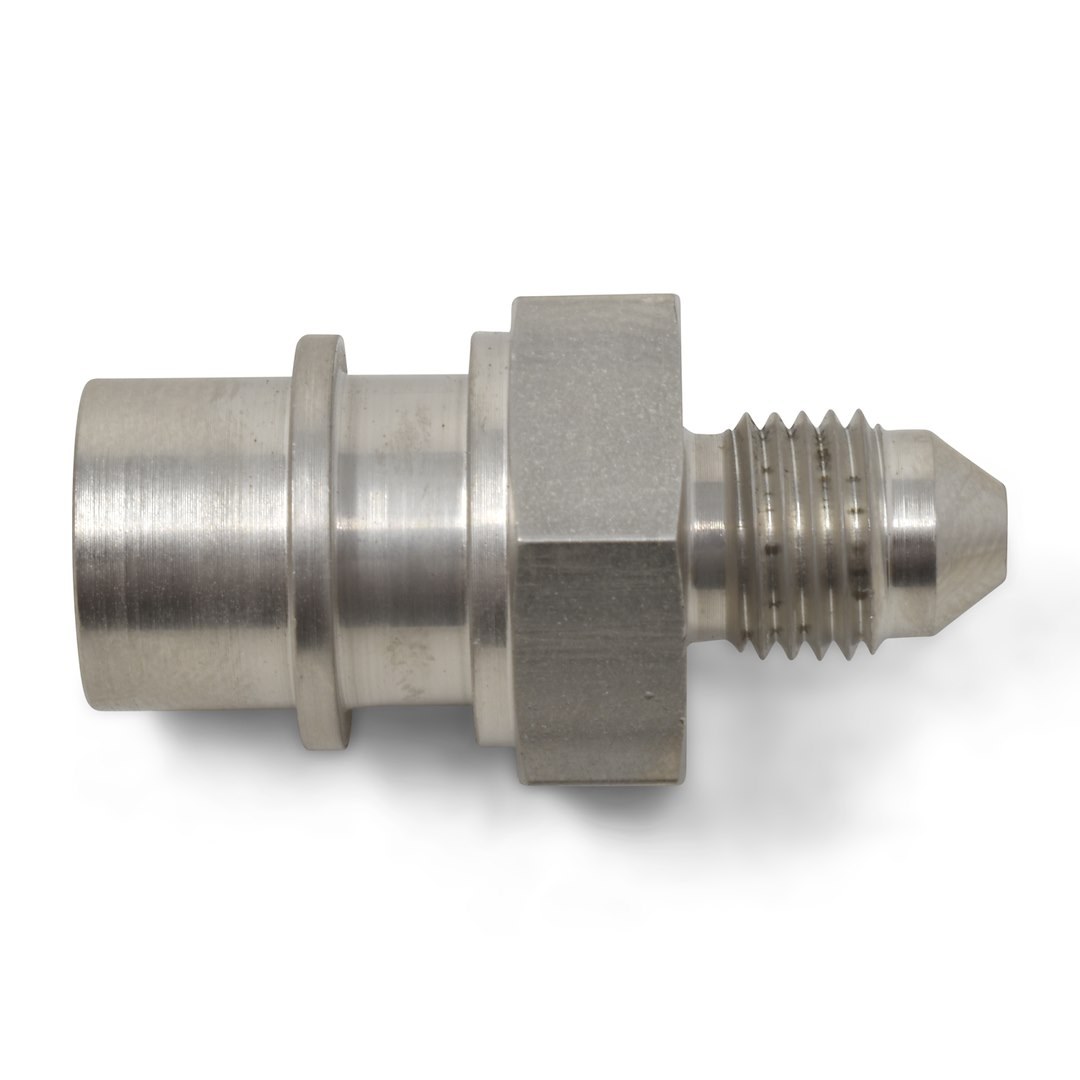 Russell Performance Adapter Fitting, -3 AN to Beveled 10 Millimeter X 1.0 Female, Endurashine ™, Silver, Aluminum, Set of 2 – 640411