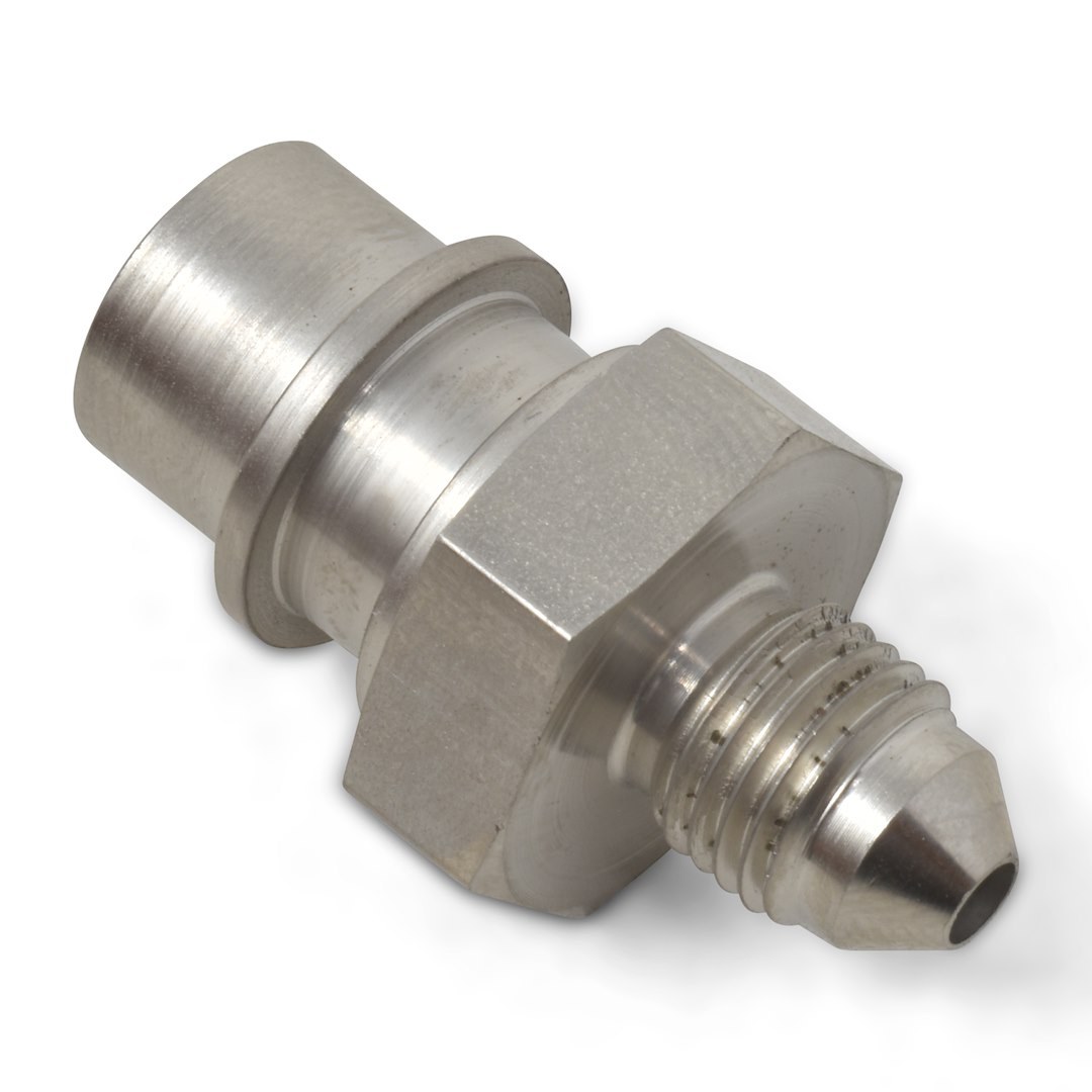 Russell Performance Adapter Fitting, -3 AN to Beveled 10 Millimeter X 1.0 Female, Endurashine ™, Silver, Aluminum, Set of 2 – 640411