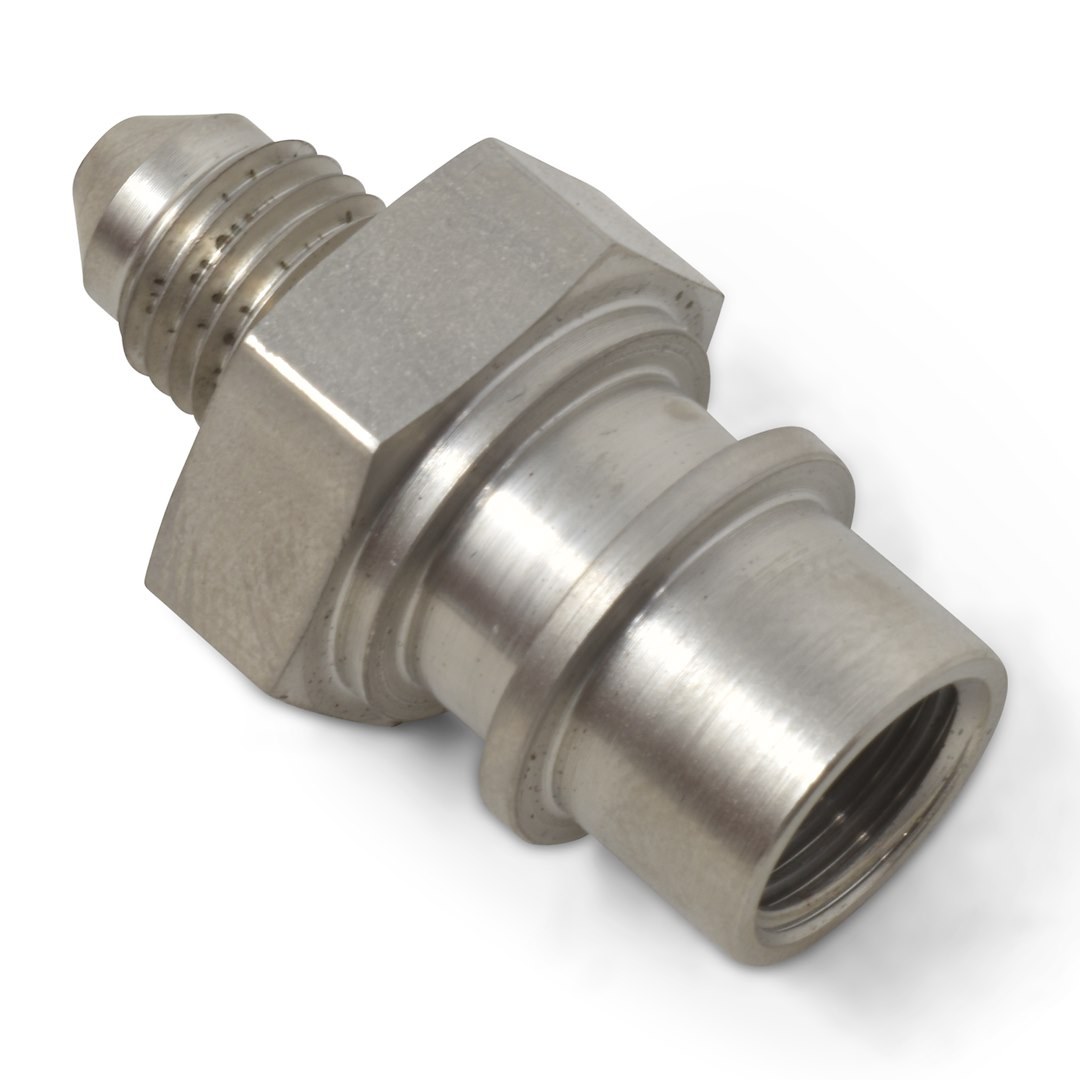 Russell Performance Adapter Fitting, -3 AN to Beveled 10 Millimeter X 1.0 Female, Endurashine ™, Silver, Aluminum, Set of 2 – 640411