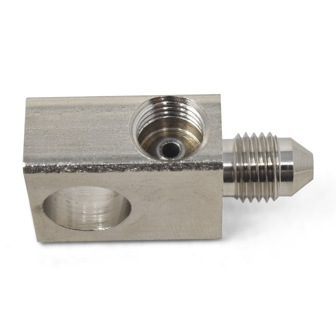 Russell Performance Adapter Fitting, -3 AN to Male 3/8 Inch X 24 Inverted Flare Tee, Endurashine ™, Silver, Aluminum, Single – 640500