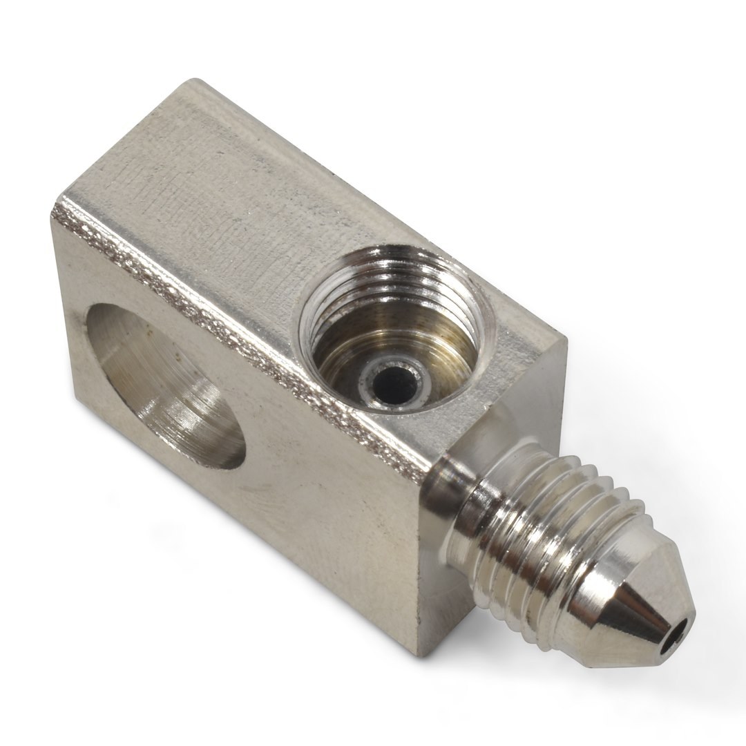 Russell Performance Adapter Fitting, -3 AN to Male 3/8 Inch X 24 Inverted Flare Tee, Endurashine ™, Silver, Aluminum, Single – 640500