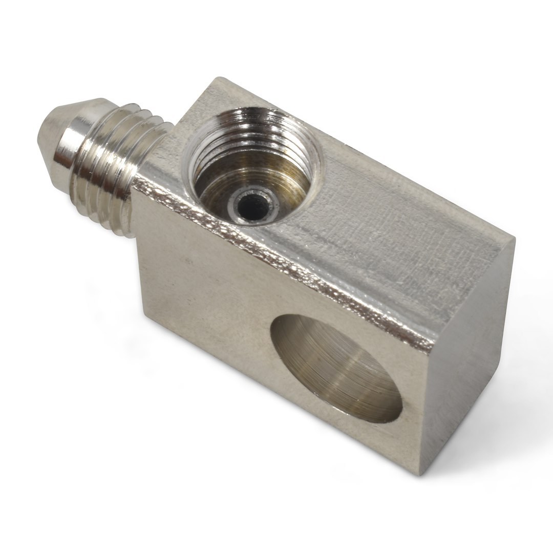 Russell Performance Adapter Fitting, -3 AN to Male 3/8 Inch X 24 Inverted Flare Tee, Endurashine ™, Silver, Aluminum, Single – 640500
