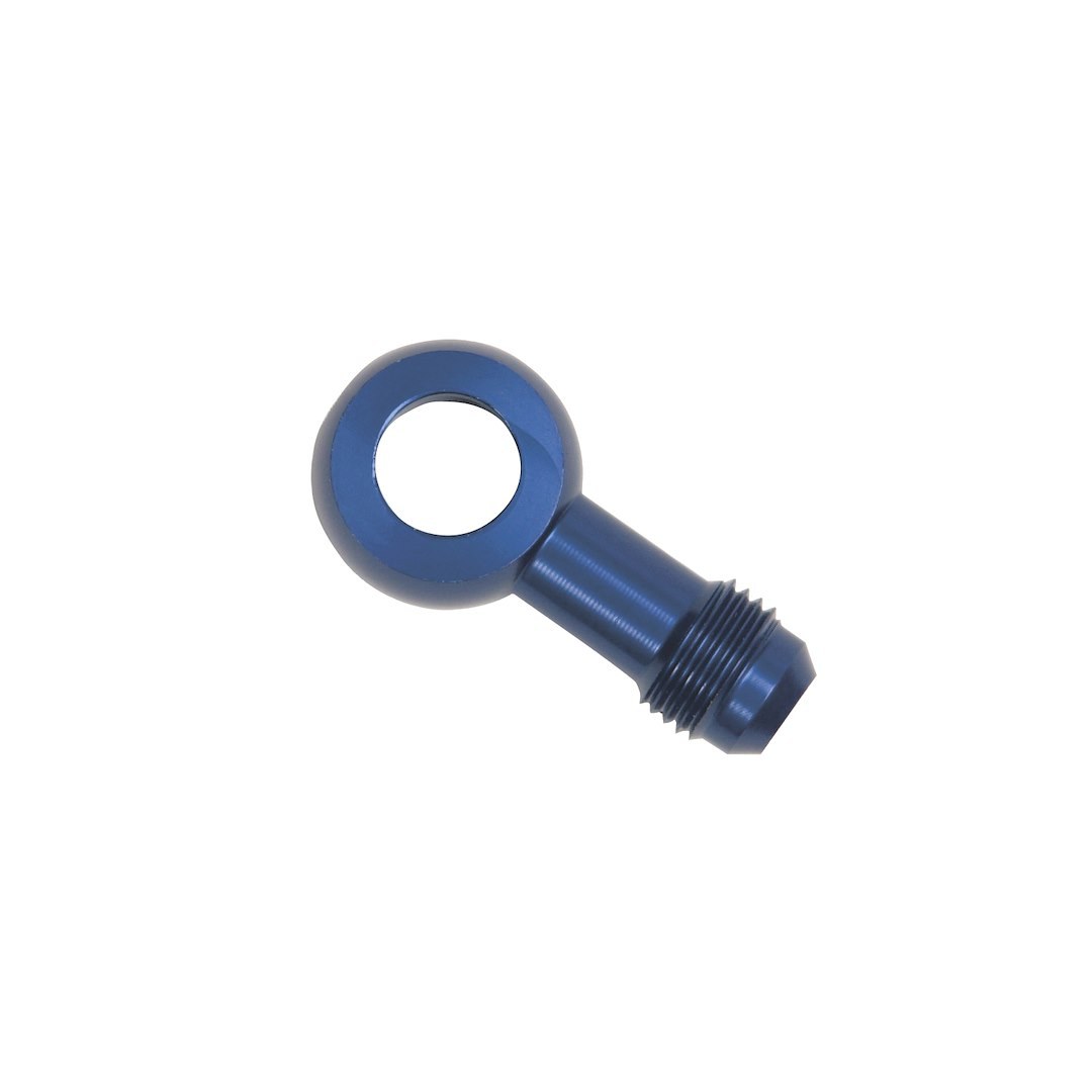 Russell Performance Banjo Fitting, -6 AN Male Flare, 12 Millimeter Bolt Hole, Without Banjo Bolt, Anodized, Red/Blue, Aluminum – 640910