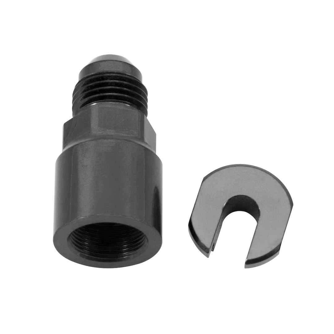 Russell Performance Adapter Fitting, -6 AN Male to 1/4 Inch SAE Quick Disconnect Female with Screw IN End Cap, Anodized, Black, Aluminum – 641303