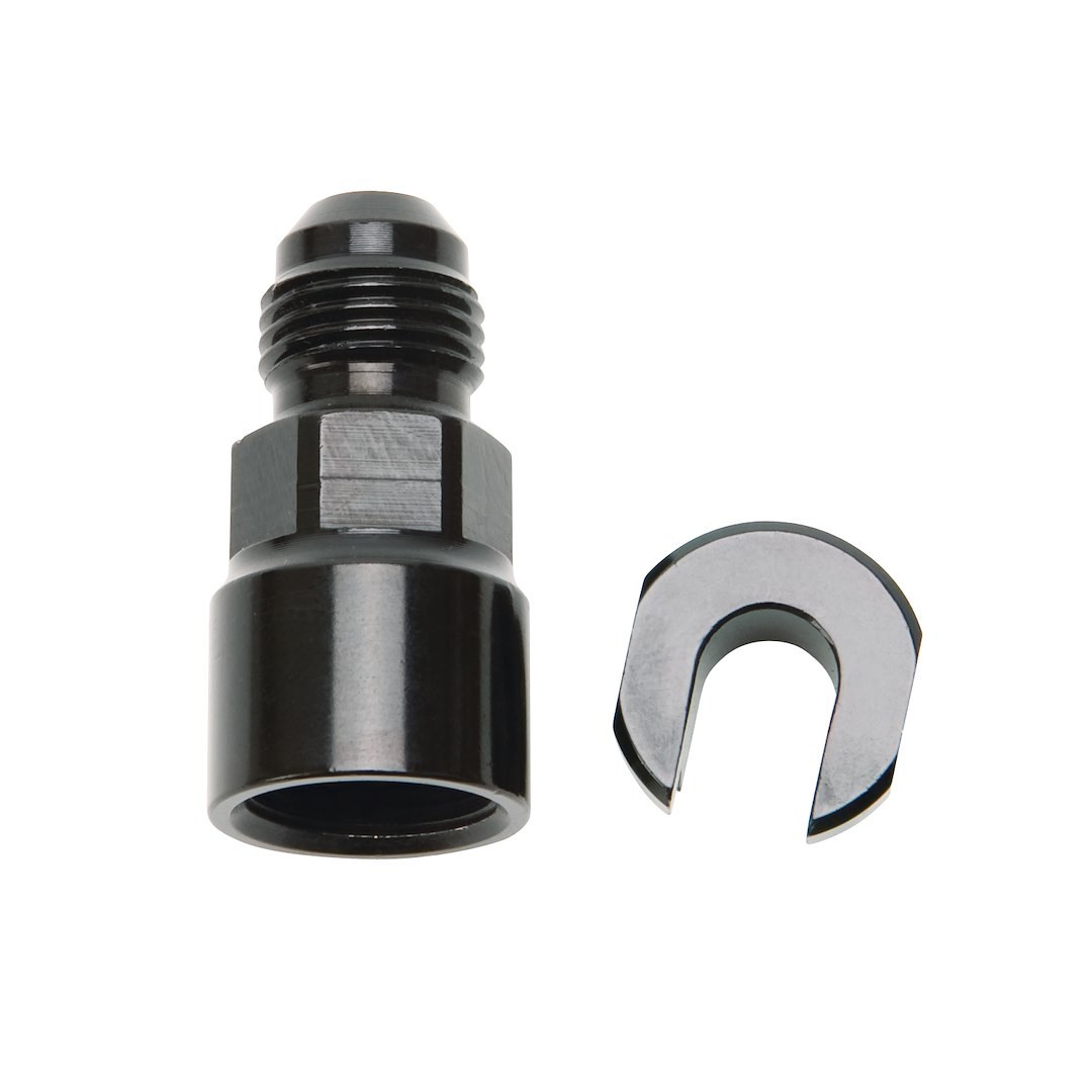 Russell Performance Adapter Fitting, -6 AN Male to 3/8 Inch SAE Quick Disconnect Female with Screw IN End Cap, Anodized, Black, Aluminum – 644123