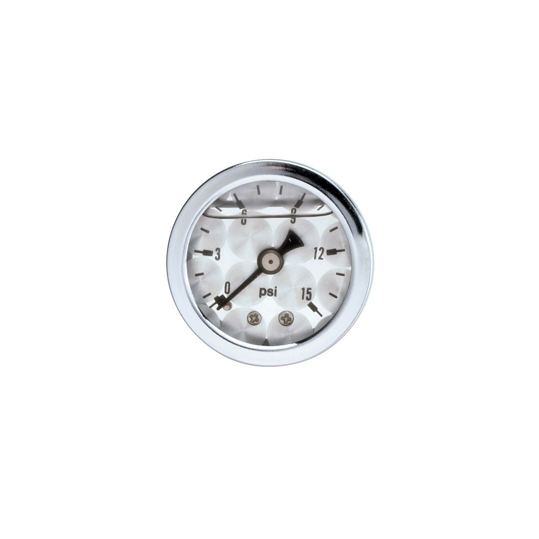 Russell Performance Gauge Fuel Pressure, 15 PSI Fuel Pressure Gauge, Machine Face (liquid-Filled), 1-1/2 Inch Diameter – 650390