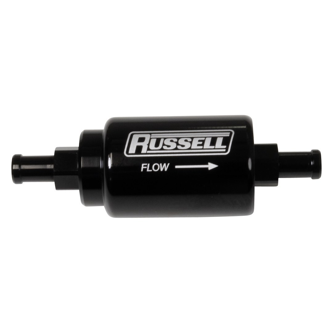 Russell Performance Fuel Line Check Valve, 5/16 Inch Male Inlet/Outlet, 3 to 10 PSI Operating Pressure, Straight, Anodized, Black, Aluminum – 650623