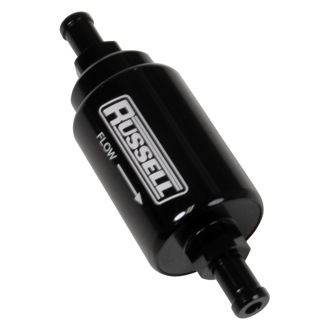 Russell Performance Fuel Line Check Valve, 5/16 Inch Male Inlet/Outlet, 3 to 10 PSI Operating Pressure, Straight, Anodized, Black, Aluminum – 650623