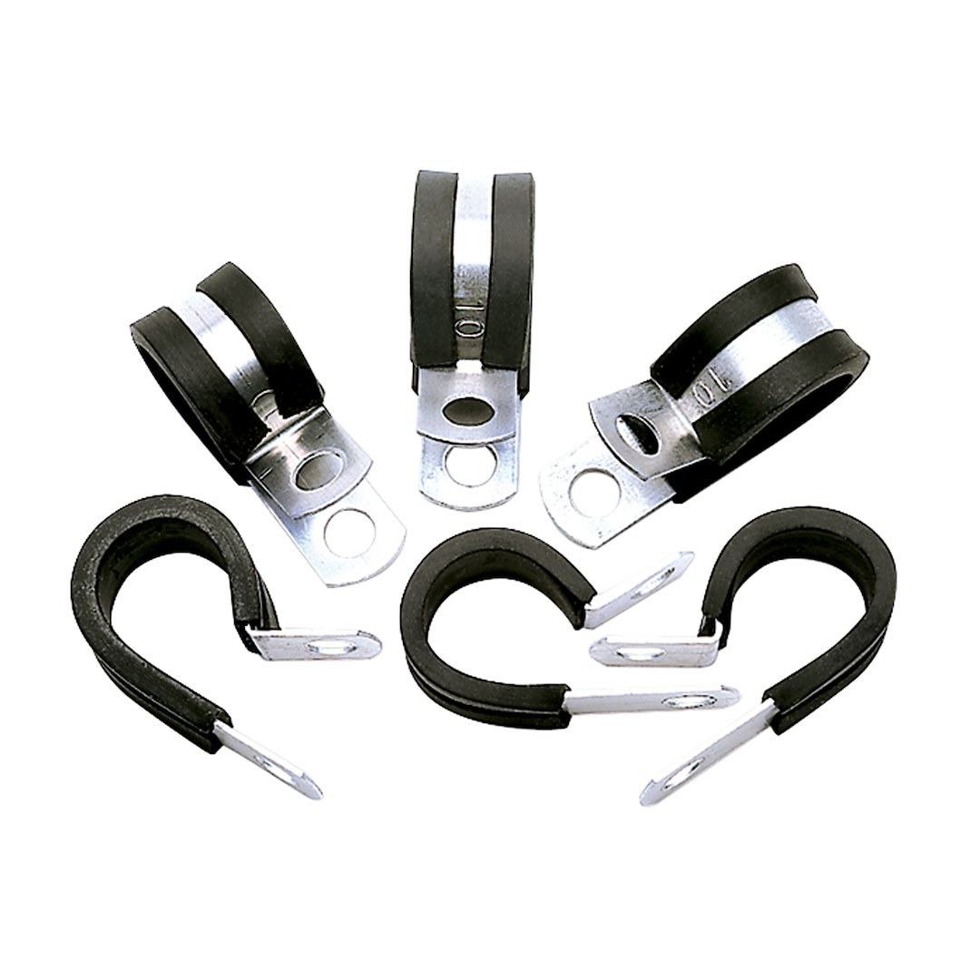 Russell Performance Cushion Clamp, Used to Holds -10 AN Hose, Rubber Covered Steel, Set of 6 – 651000