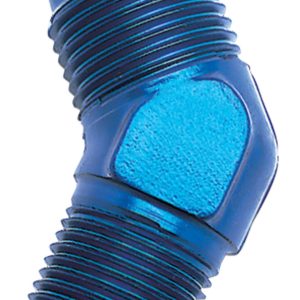 Russell Performance Adapter Fitting, 45 Degree -6 AN to 1/8 Inch NPT, Anodized, Blue, Aluminum, Single – 660100