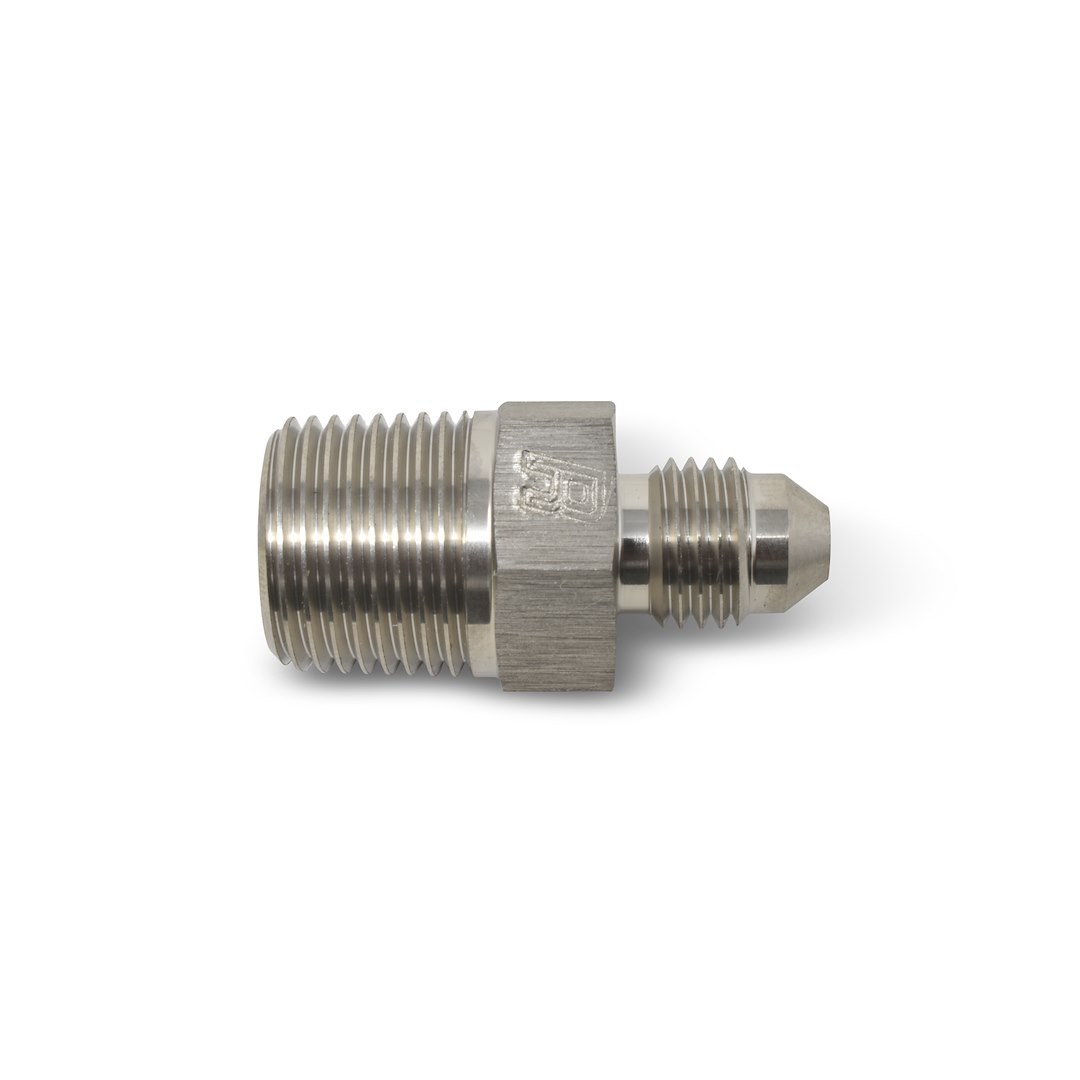Russell Performance Adapter Fitting, -4 AN to 1/8 Inch NPT, Endurashine ™, Silver, Aluminum, Single – 660421