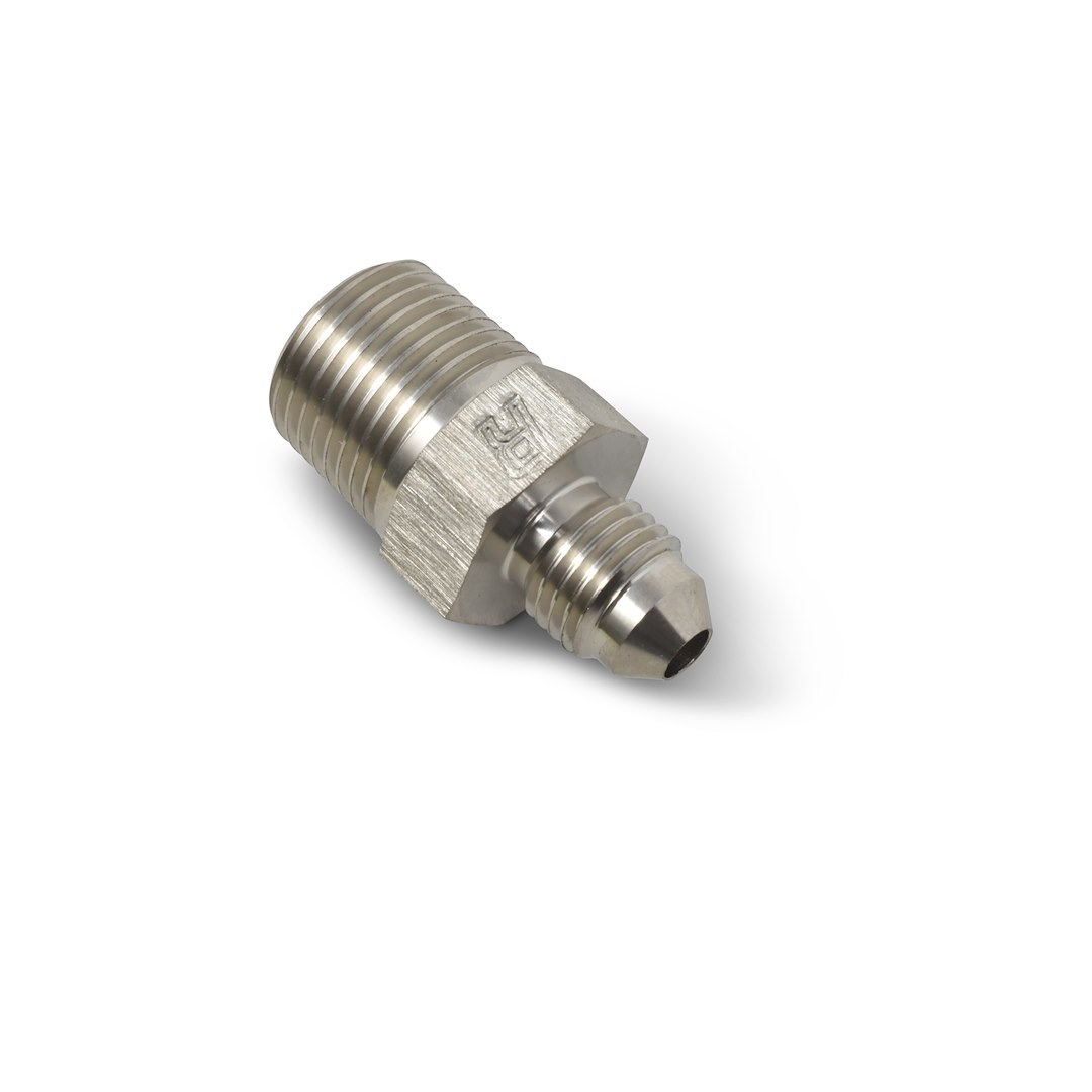 Russell Performance Adapter Fitting, -4 AN to 1/8 Inch NPT, Endurashine ™, Silver, Aluminum, Single – 660421
