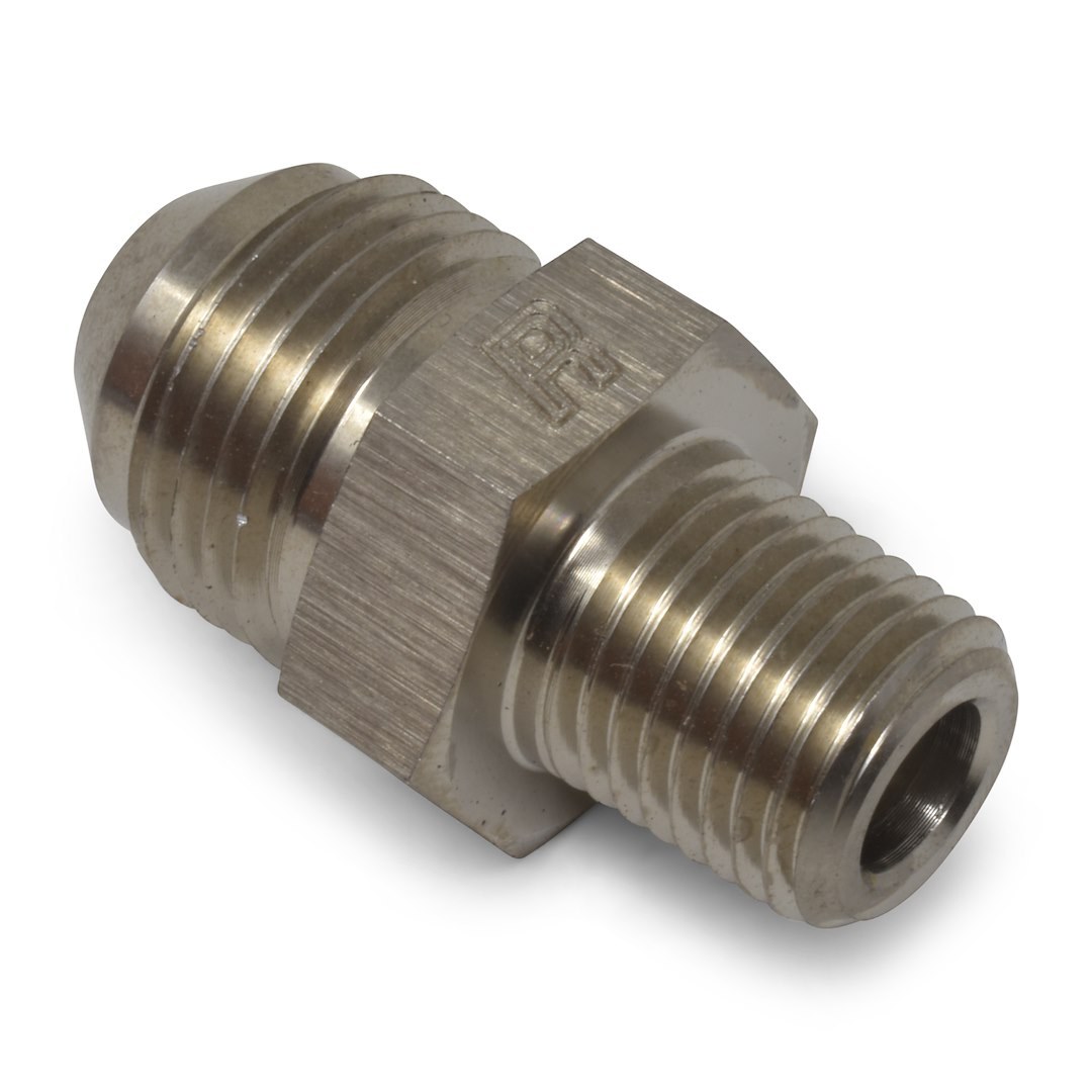 Russell Performance Adapter Fitting, -6 AN to 3/8 Inch NPT, Endurashine ™, Silver, Aluminum, Single – 660461