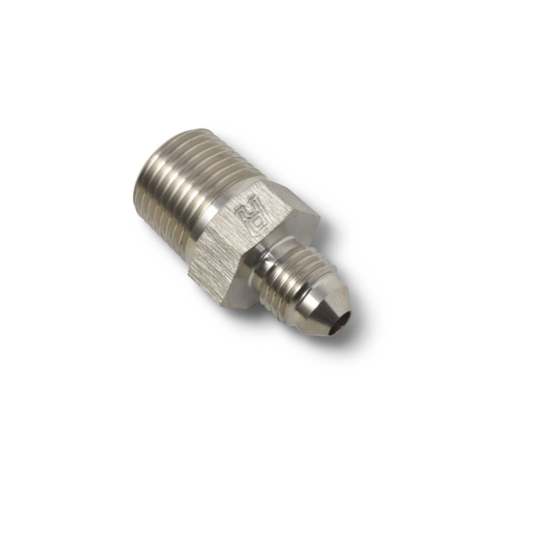 Russell Performance Adapter Fitting, -8 AN to 1/2 Inch NPT, Endurashine ™, Silver, Aluminum, Single – 660491