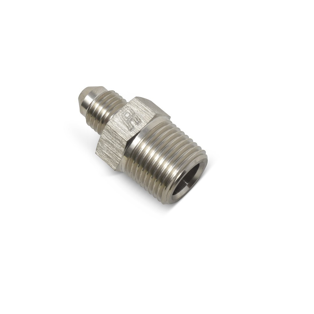 Russell Performance Adapter Fitting, -8 AN to 1/2 Inch NPT, Endurashine ™, Silver, Aluminum, Single – 660491