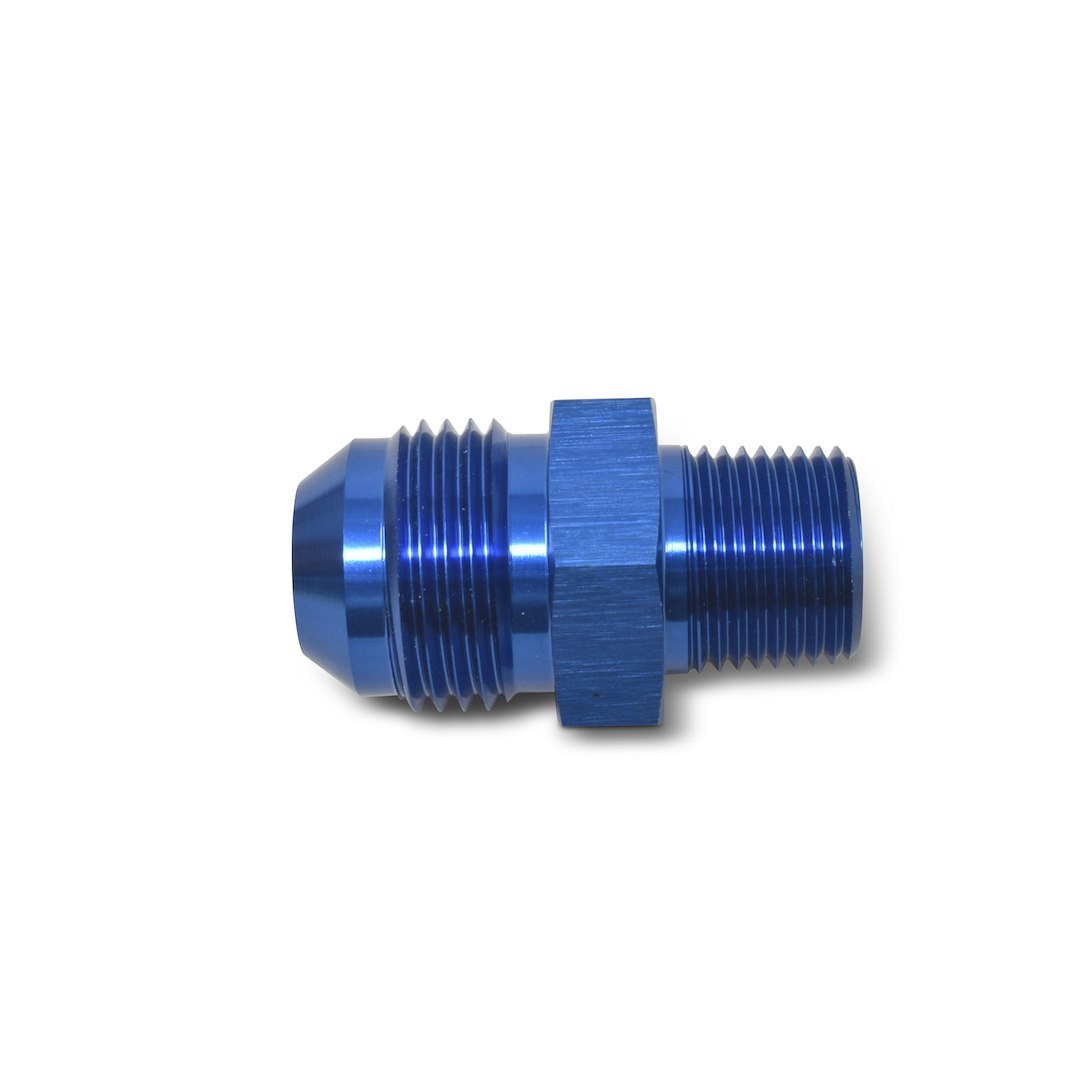 Russell Performance Adapter Fitting, -10 AN to 1/2 Inch NPT, Anodized, Blue, Aluminum, Single – 660500