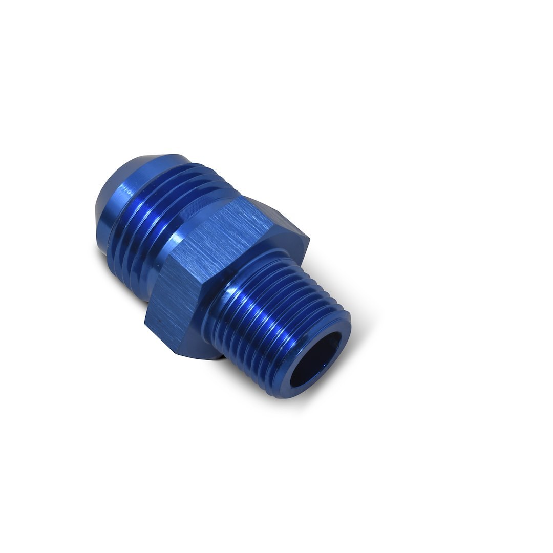 Russell Performance Adapter Fitting, -10 AN to 1/2 Inch NPT, Anodized, Blue, Aluminum, Single – 660500