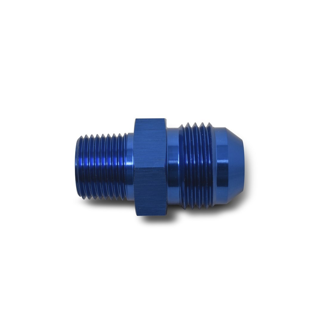Russell Performance Adapter Fitting, -12 AN to 1/2 Inch NPT, Anodized, Blue, Aluminum, Single – 660520