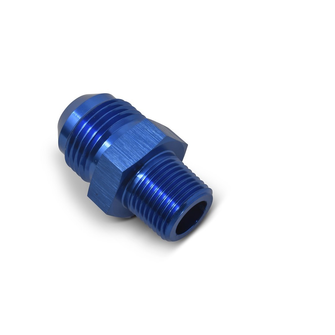 Russell Performance Adapter Fitting, -12 AN to 1/2 Inch NPT, Anodized, Blue, Aluminum, Single – 660520