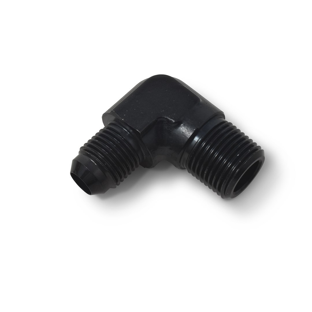 Russell Performance Adapter Fitting, 90 Degree -6 AN to 3/8 Inch NPT, Anodized, Black, Aluminum, Single – 660843