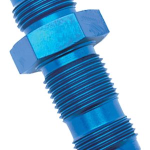 Russell Performance Coupler Fitting, -4 AN Male, Straight Bulkhead, Aluminum, Blue, Single – 661170