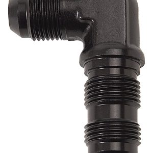 Russell Performance Coupler Fitting, -8 AN Male, 90 Degree Bulkhead, Aluminum, Black, Single – 661263