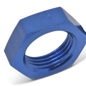 Russell Performance Nut, Bulkhead, 6 Point, 3/8 Inch -24 Thread Size, Anodized Blue, Aluminum, Single – 661870