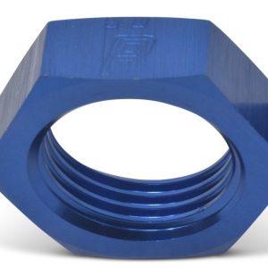 Russell Performance Nut, Bulkhead, 6 Point, 3/8 Inch -24 Thread Size, Anodized Blue, Aluminum, Single – 661870