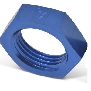 Russell Performance Nut, Bulkhead, 6 Point, 3/8 Inch -24 Thread Size, Anodized Blue, Aluminum, Single – 661870
