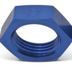 Russell Performance Nut, Bulkhead, 6 Point, 9/16 Inch -18 Thread Size, 11/16 Inch Socket Size, Anodized Blue, Aluminum, Single – 661890