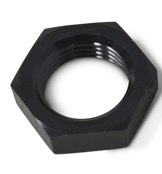 Russell Performance Nut, Bulkhead, 6 Point, 9/16 Inch -18 Thread Size, 11/16 Inch Socket Size, Anodized Black, Aluminum, Single – 661893