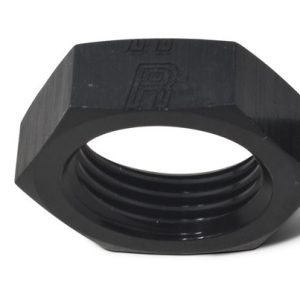 Russell Performance Nut, Bulkhead, 6 Point, 9/16 Inch -18 Thread Size, 11/16 Inch Socket Size, Anodized Black, Aluminum, Single – 661893