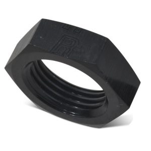 Russell Performance Nut, Bulkhead, 6 Point, 9/16 Inch -18 Thread Size, 11/16 Inch Socket Size, Anodized Black, Aluminum, Single – 661893