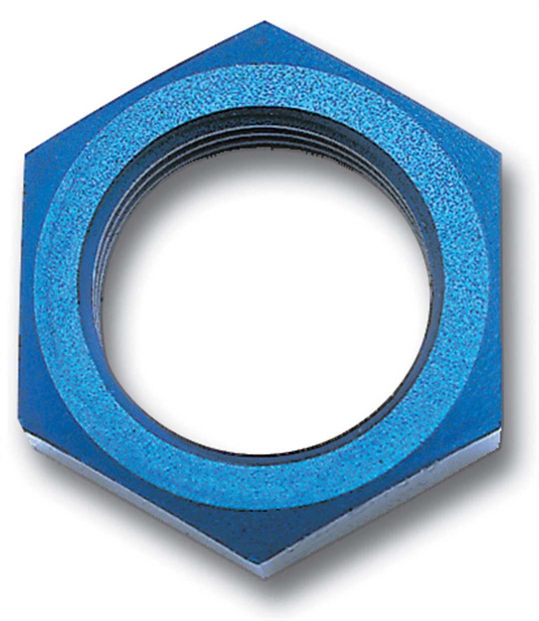 Russell Performance Nut, Bulkhead, 6 Point, 1-1/16 Inch -12 Thread Size, 1-1/4 Inch Socket Size, Anodized Blue, Aluminum, Single – 661920