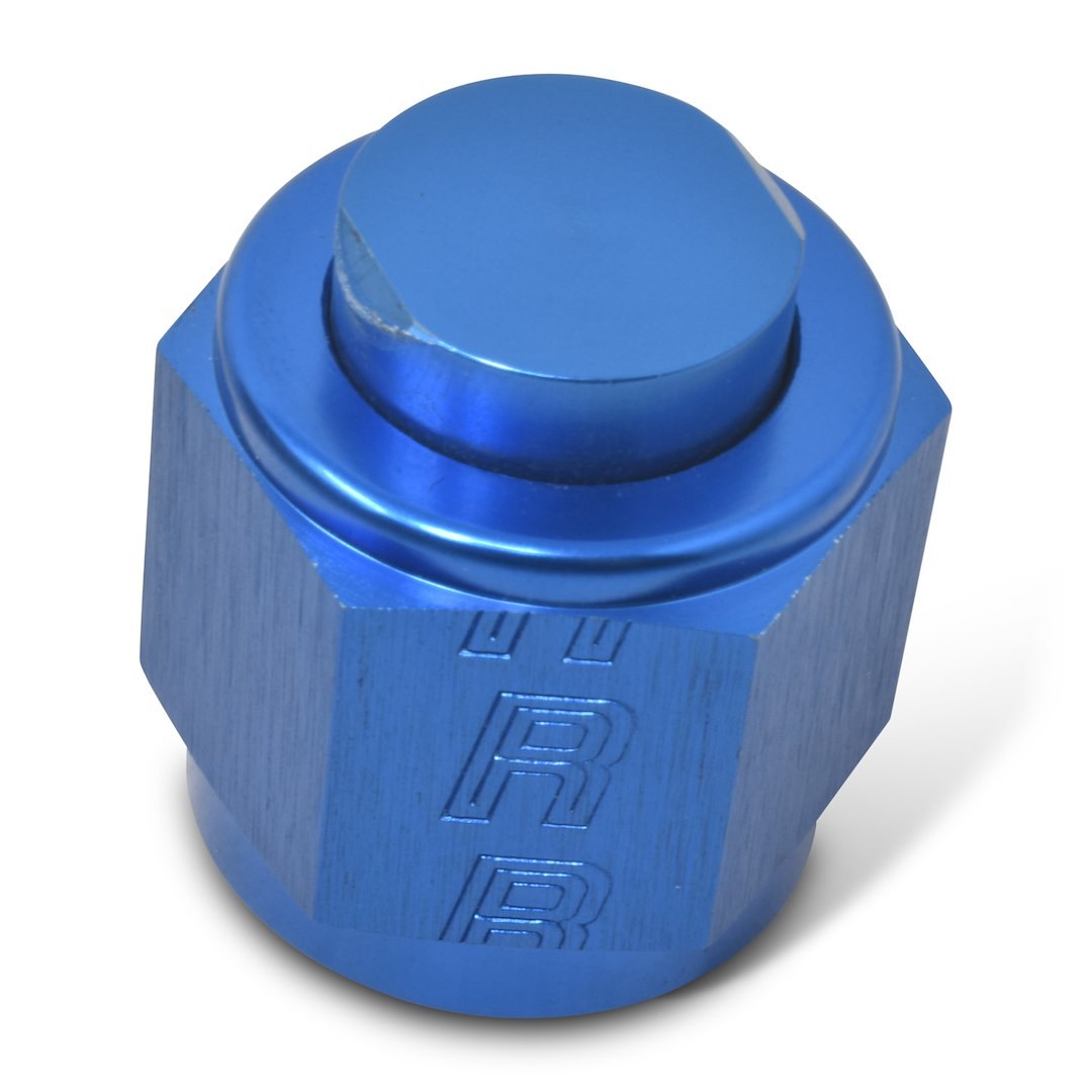 Russell Performance Fitting Plug/ Fitting Cap, 8AN Flare Cap, Anodized, Blue, Aluminum, Single – 661970