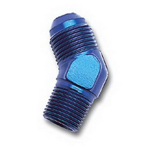 Russell Performance Adapter Fitting, 45 Degree -6 AN to 3/8 Inch NPT, Anodized, Blue, Aluminum, Single – 662390