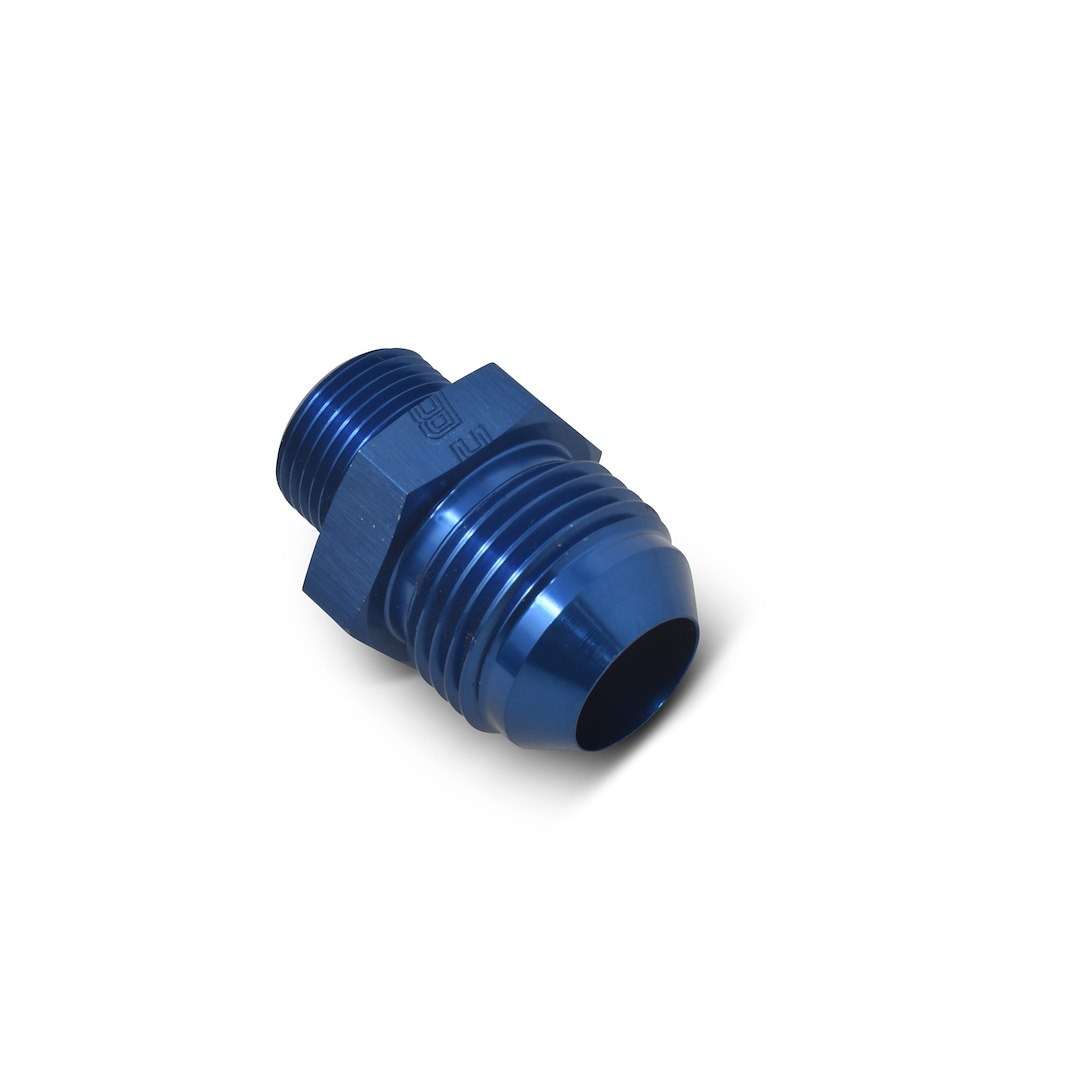 Russell Performance Adapter Fitting, -6 AN Flare to 10 Millimeter X 1.0 Metric Thread, Anodized, Blue, Aluminum, Single – 670480