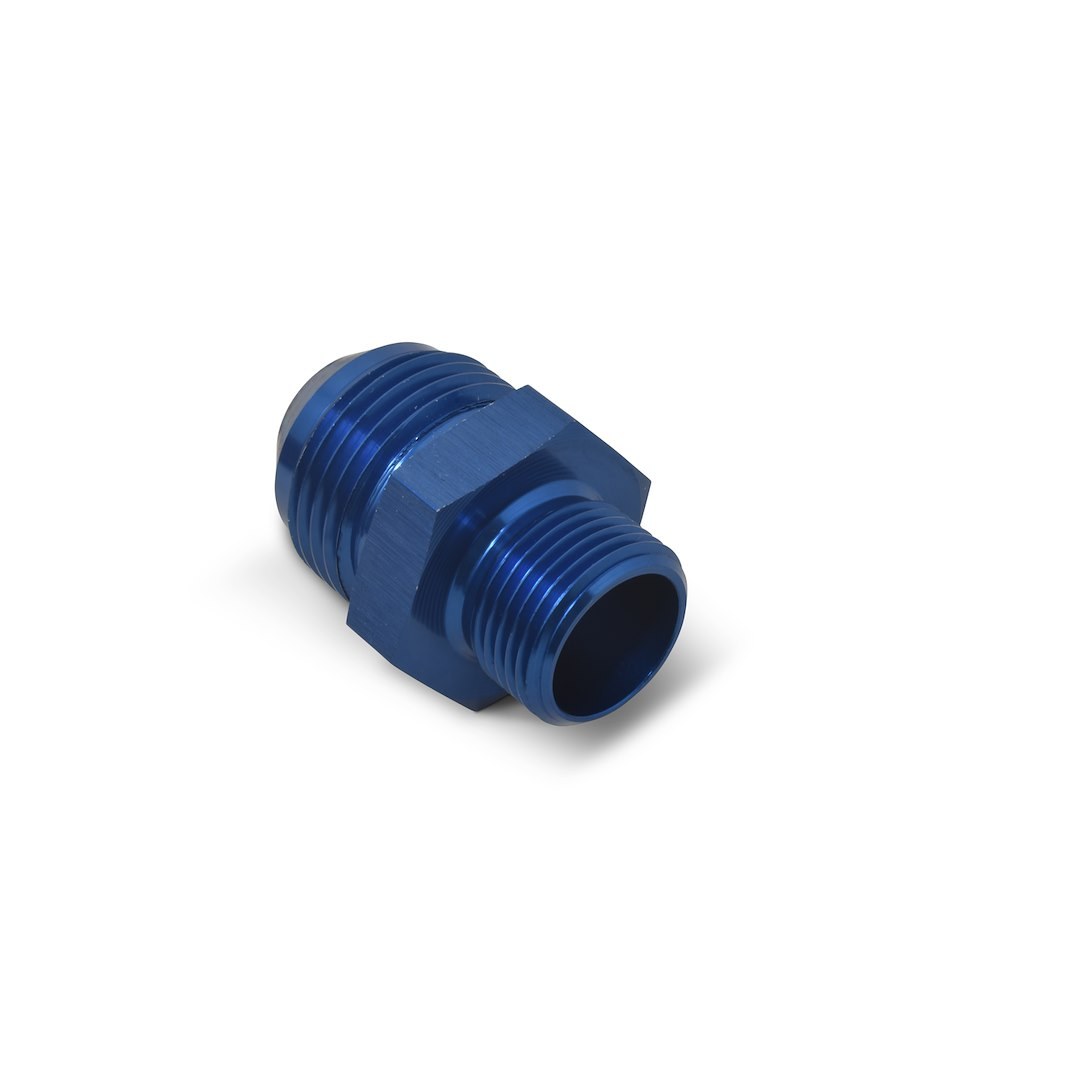 Russell Performance Adapter Fitting, -6 AN Flare to 12 Millimeter X 1.5 Metric Thread, Anodized, Blue, Aluminum, Single – 670510