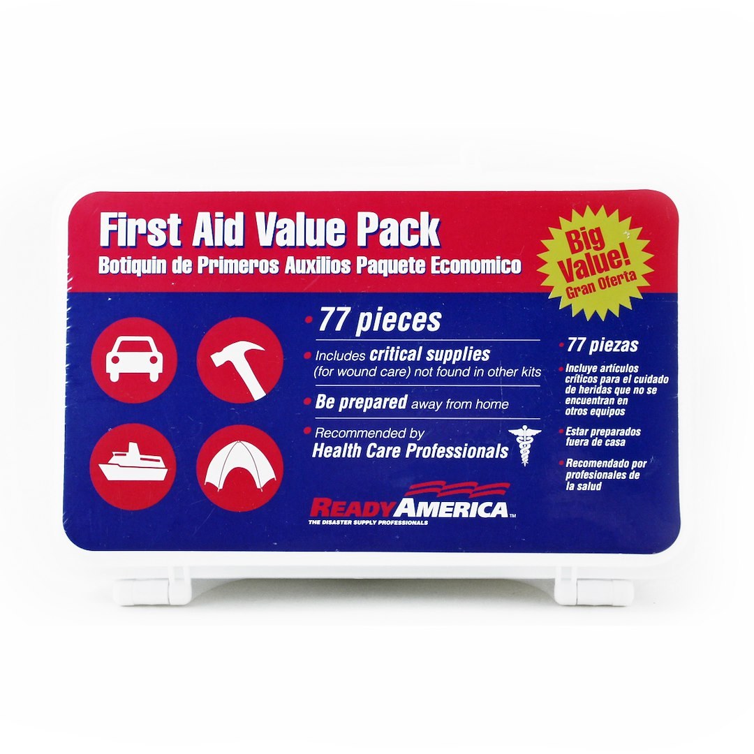 Ready Amer First Aid Kit, Plastic Case with Label, 77 Piece Kit – 74012
