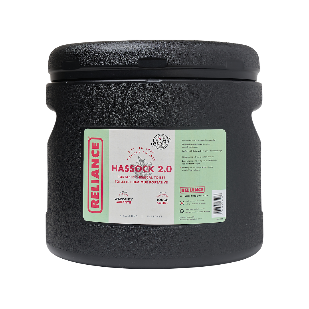 Reliance Toilet, Hassock 2.0, Portable, Round Seat, Black Seat and Cover, Without Hand Sprayer, Removable Inner Bucket for Easy Disposal – 9850-03