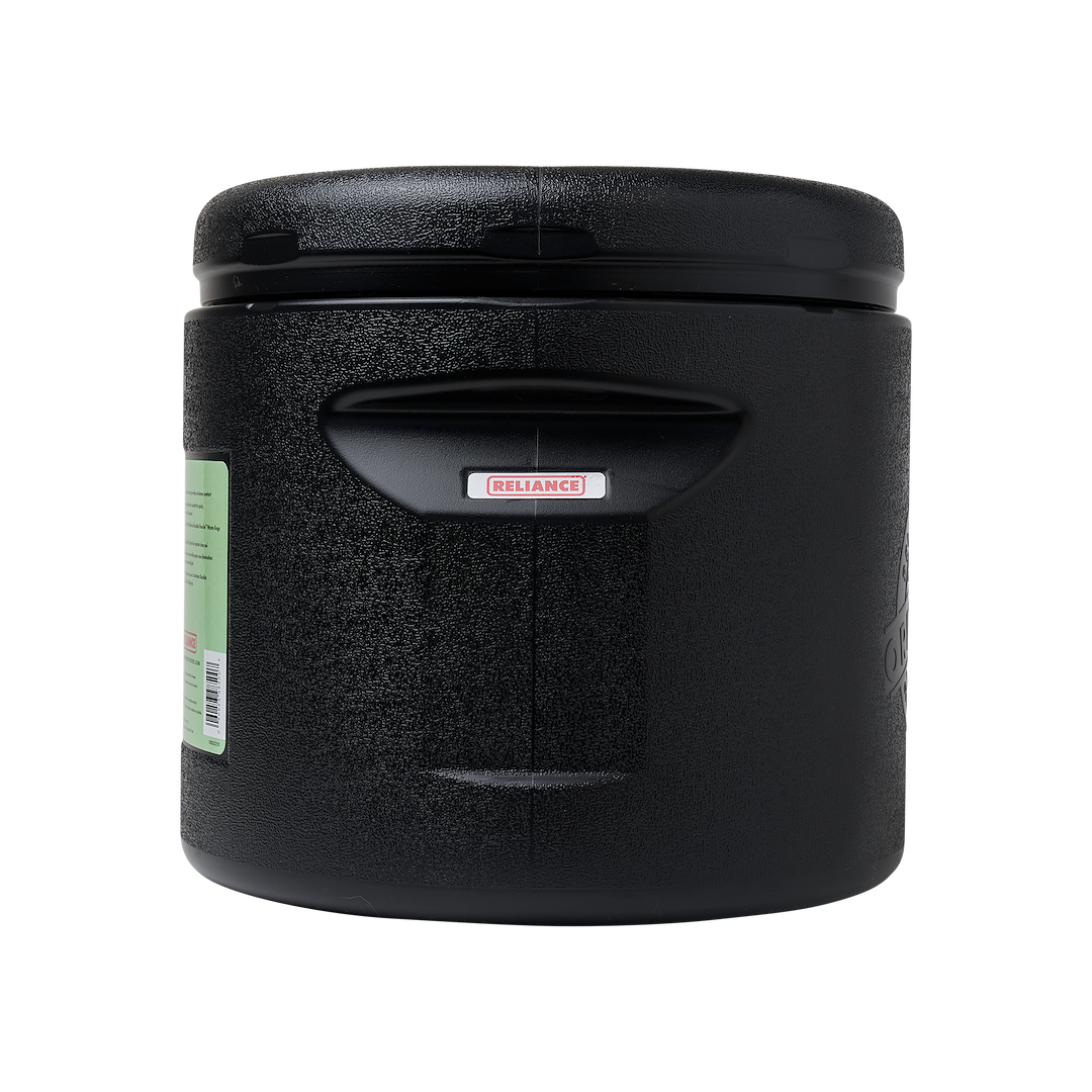 Reliance Toilet, Hassock 2.0, Portable, Round Seat, Black Seat and Cover, Without Hand Sprayer, Removable Inner Bucket for Easy Disposal – 9850-03