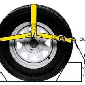 Roadmaster Tie Down Strap, Vehicle Tie Down, For Use with Roadmaster Tow Collies, Fits Up to 30 Inch Diameter X 11 Inch Width Tires – 2150