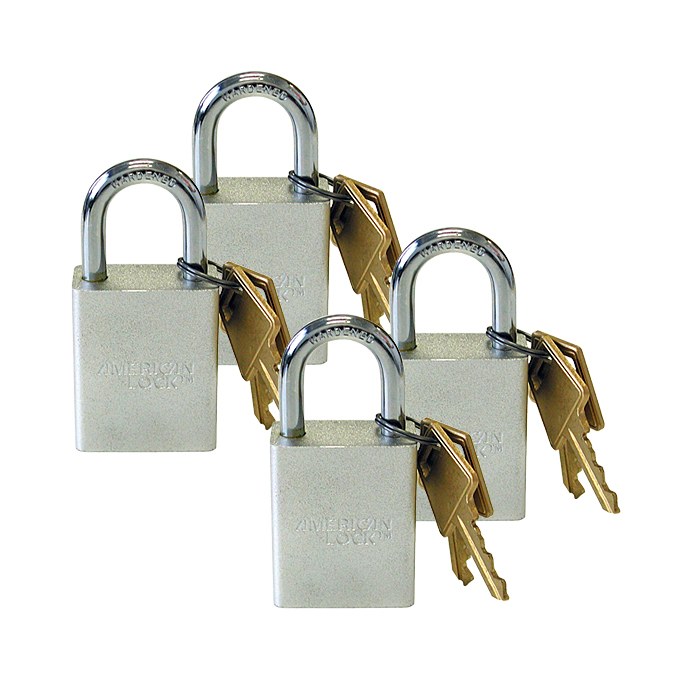 Roadmaster Padlock, Key Type, Steel, With Quick Disconnect Type Lock with Alike Key, Set of 4 – 308