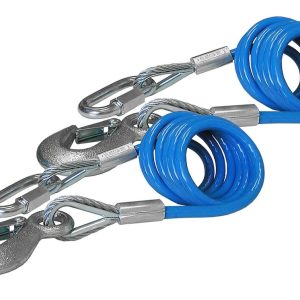 Roadmaster Trailer Safety Cable, 6000 Pound Rated, 68 Inch Length, Galvanized Steel, With Single Snap Hook Coiled, Set of 2 – 643