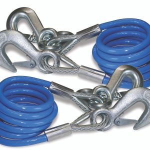 Roadmaster Trailer Safety Cable, 6000 Pound Rated, 68 Inch Length, Galvanized Steel, With Double Snap Hook Coiled, Set of 2 – 643-2