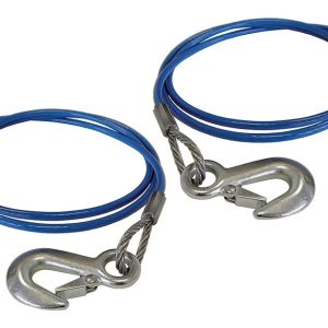 Roadmaster Trailer Safety Cable, 6000 Pound Rated, 76 Inch Length, Galvanized Steel, With Single Snap Hook, Set of 2 – 645-76