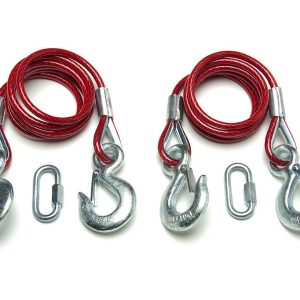 Roadmaster Trailer Safety Cable, 10000 Pound Rated, 80 Inch Length, Galvanized Steel, With Double Snap Hook Coiled, Set of 2 – 653
