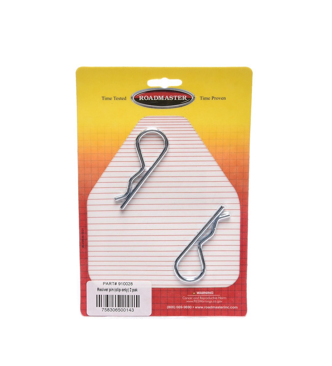 Roadmaster Trailer Hitch Pin Clip, For Use with Receiver Pin, Set of 2 – 910028