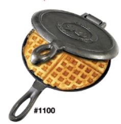 Rome Industy Campfire Cookware, Waffle Iron, Use on 2-Burner Camp Stove and Gas Stove, Cast Iron, Round, 6-3/4 Inch Diameter Head – 1100